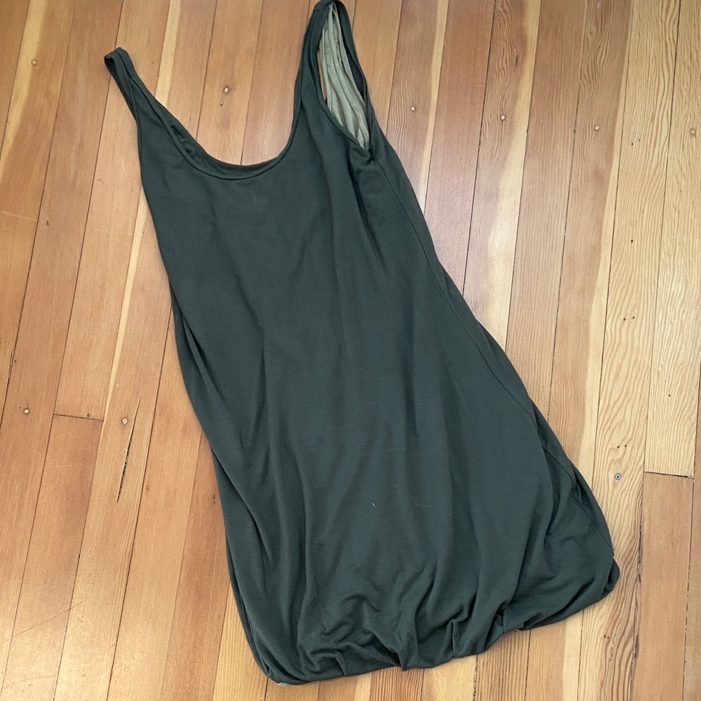 Dark Green (lined) asymmetric Sleeveless Dress